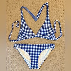 J. McLaughlin Blue and White Gingham Bikini Set in Size Med / Lge, Like New!